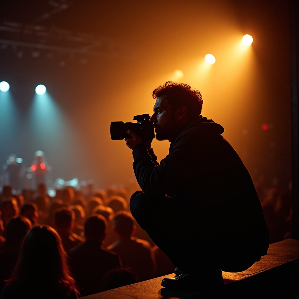 Fotograf la un concert live captând momente spontane